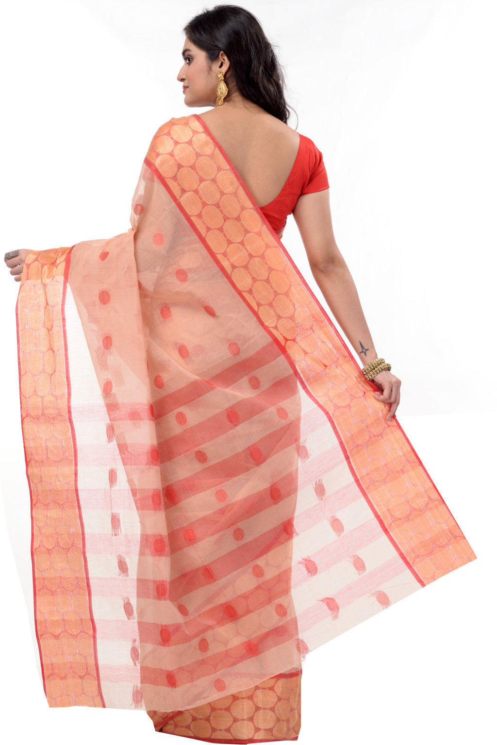 Off-White Pure Cotton Ganga Jamuna Tant Saree (373)